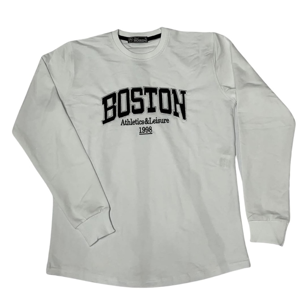 White Boston Crewneck Sweater New Season